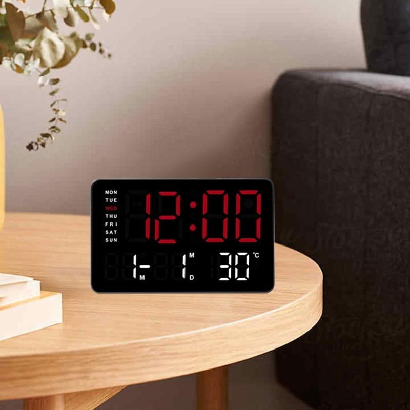 10.5in Digital Wall Clock With Date, Temperature and Auto Daylight Savings Time Desk Decoration Color Option