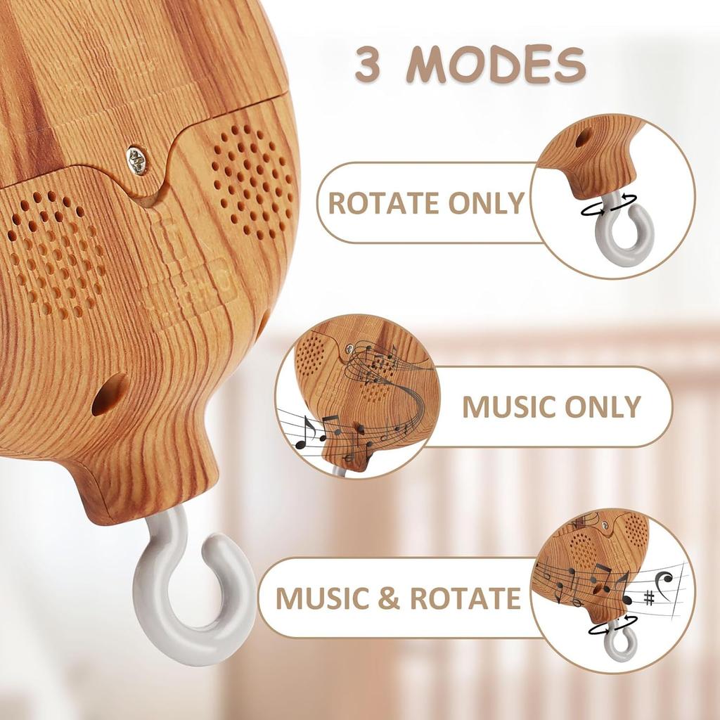 Babyrasselspielzeug 0-12 Monate Weißes drehbares Mobile am Bett Musikalisches Mobile für Neugeborene Bettglocke Spielzeughalter Halterung Baby Spielzeug für Jungen Mädchen