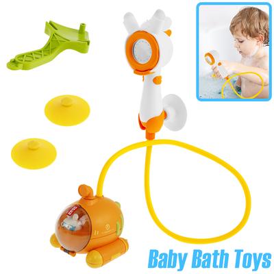 Brinquedo de Banho para Bebê Chuveirinho Submarino Fofo para Banheira Pulverizador de Chuveiro com Ventosa Operado por Bateria Chuveirinho para Crianças para Banheiro