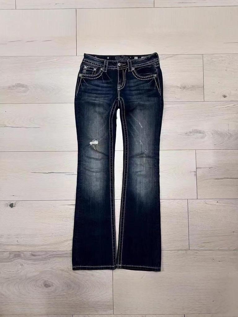 European American Slim Fit Elastic Denim Jeans - Autumn/Winter Retro Style