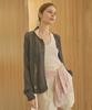 VLETI Summer Raglan Button Round-Neck Knit Cardigan (Gray)