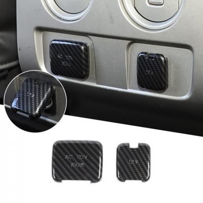 2pcs Rear Power Socket Panel Trim Decor Cover For Ford F150 2009-14 Carbon Fiber