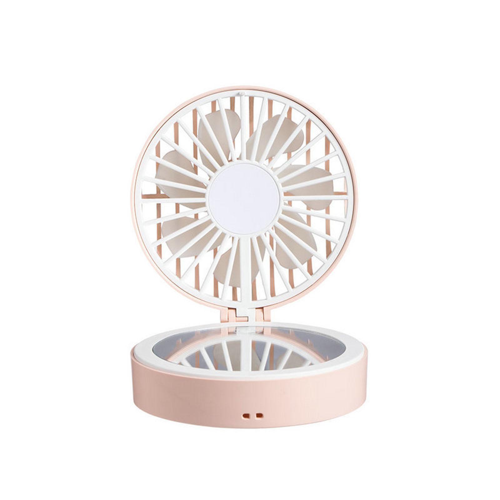 

Portable Mini Rechargeable Fan with Built-in Mirror Compact Folding Design USB Powered Personal Cooling Device for Travel and Daily Use One Size рожевий