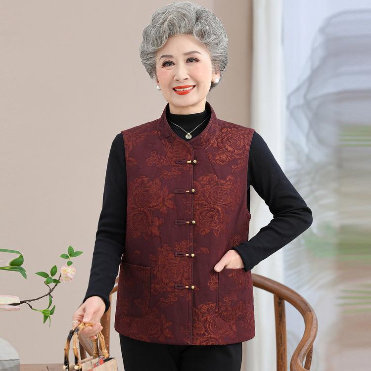 Middle-aged and Elderly Women's Clothing Autumn Vest Grandma New Chinese Vest New Vest Mother's Clothing Top