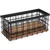TIEYIPIN Farmhouse Decor Metal Wire Storage Baskets, Wood Base Containers Organizing Basket Caddy Bin for Kitchen Cabinets, Bathroom, Pantry, Garage,