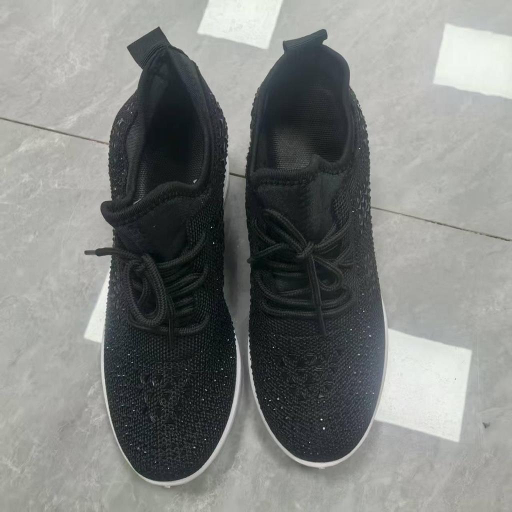 2025 Frühling/Herbst Damen Strass Keilsneakers: Dicke Sohle, Sportlicher Stil, Lässige Damenschuhe, Größe 43