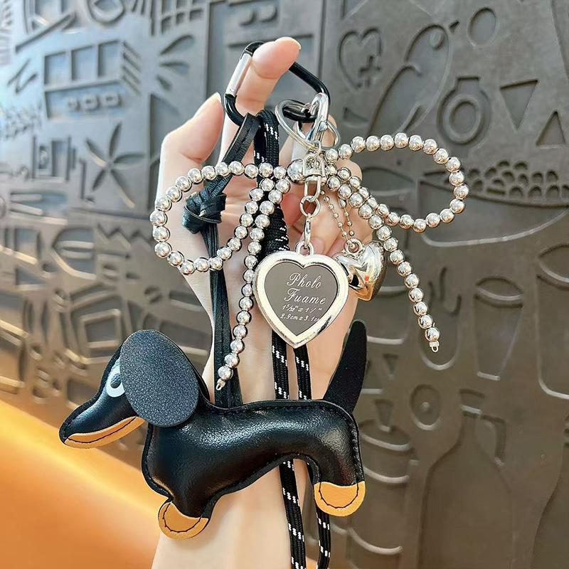 Creative new dachshund leather bag hanging keychain exquisite bow love bag pendant small gift wholesale