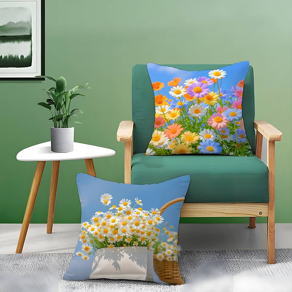 Symbole der Unschuld und Hoffnung Gänseblümchen Kissenbezug Milbenabweisender Kissenbezug Unsichtbarer Reißverschluss Seidig kurzer Plüsch Sofakissenbezug