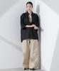 Nano Universe Linen Pullover Size F Women's Anti-Smell V-Neck Shirt, Black, 010, 673-5121301