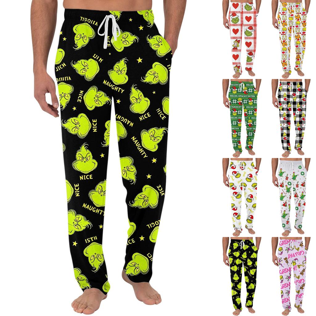 Men's Christmas Print Casual Pants with Pockets Color Trousers