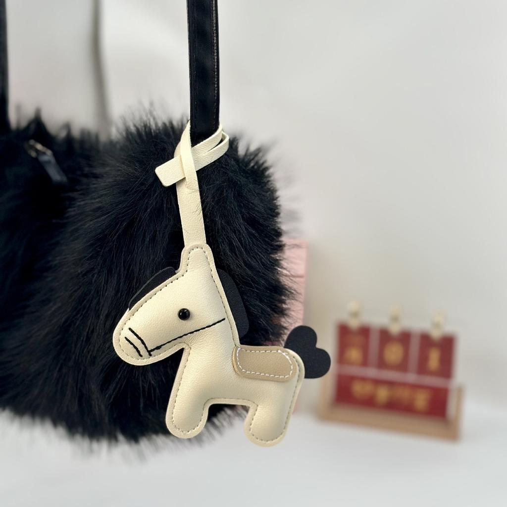 Cross-border popular PU leather pony bag clothing pendant car keychain cartoon accessories pony pendant