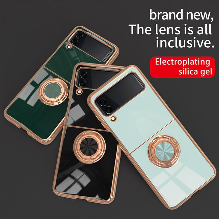 Applicable Samsung Galaxy Z Flip6 Ring Holder Phone Case Folding ZFold5 Magnetic Plating Case
