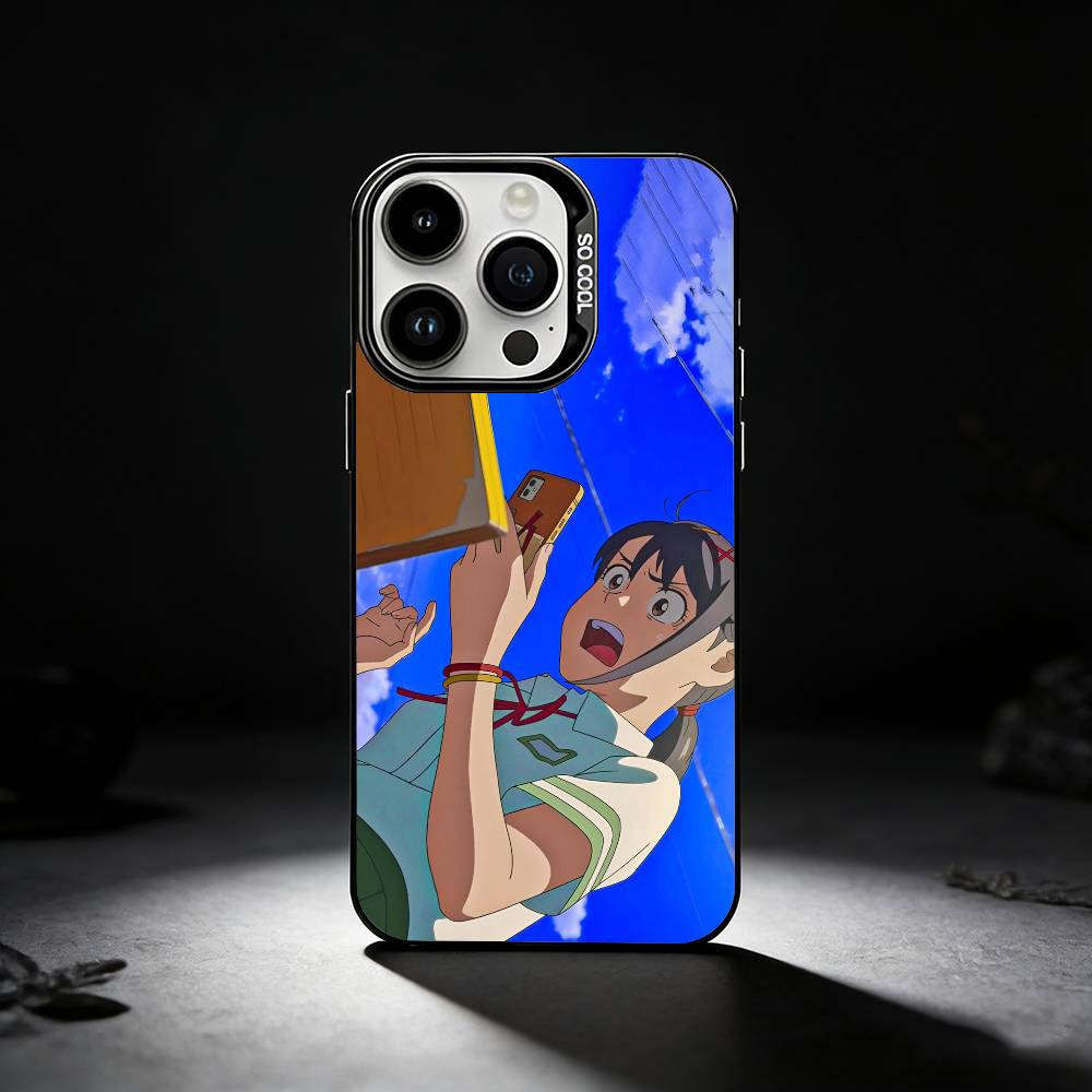 A-Anime S-Suzume Phone Case For iPhone 17,16,15,14,13,12,11 Plus,Pro Max,XS,Colored Silver Phone Case