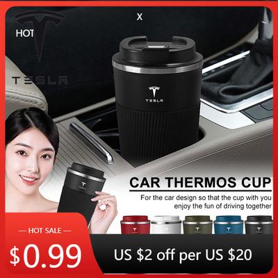 Pegatina para Coche 2025 Caliente Vaso de Acero Inoxidable para Café de 500 ml Taza Térmica Portátil de Viaje para Roadster Modelo 3 Mod
