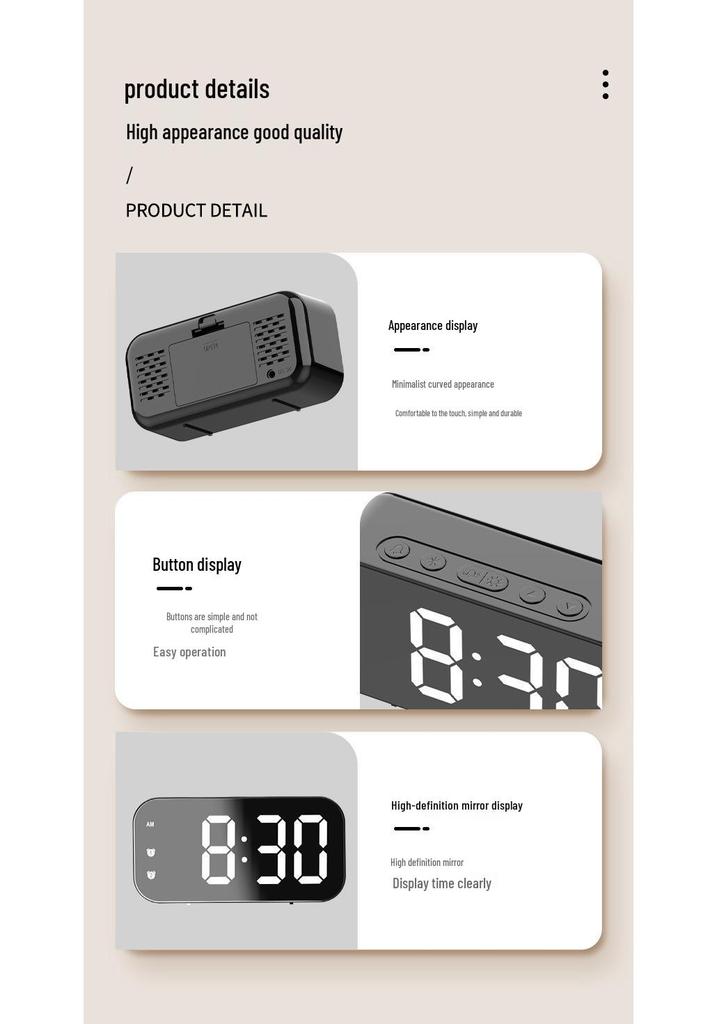 Minimalist Dual-Use LED Alarm Clock with Voice Control and Temperature Display