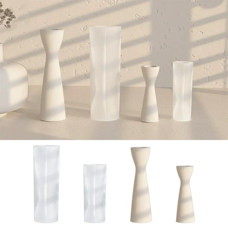 Portacandele Stampo in Silicone Fai da Te Candela Gesso Base Ornamento Stampo per Decorazione Casa Posiziona Candele