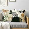 Vikama Minimalist Boho Geometric Leaf Cushion Case, Mid-Century Arch Botanical Throw Pillow Cover, Decorative Sofa Pillowcase