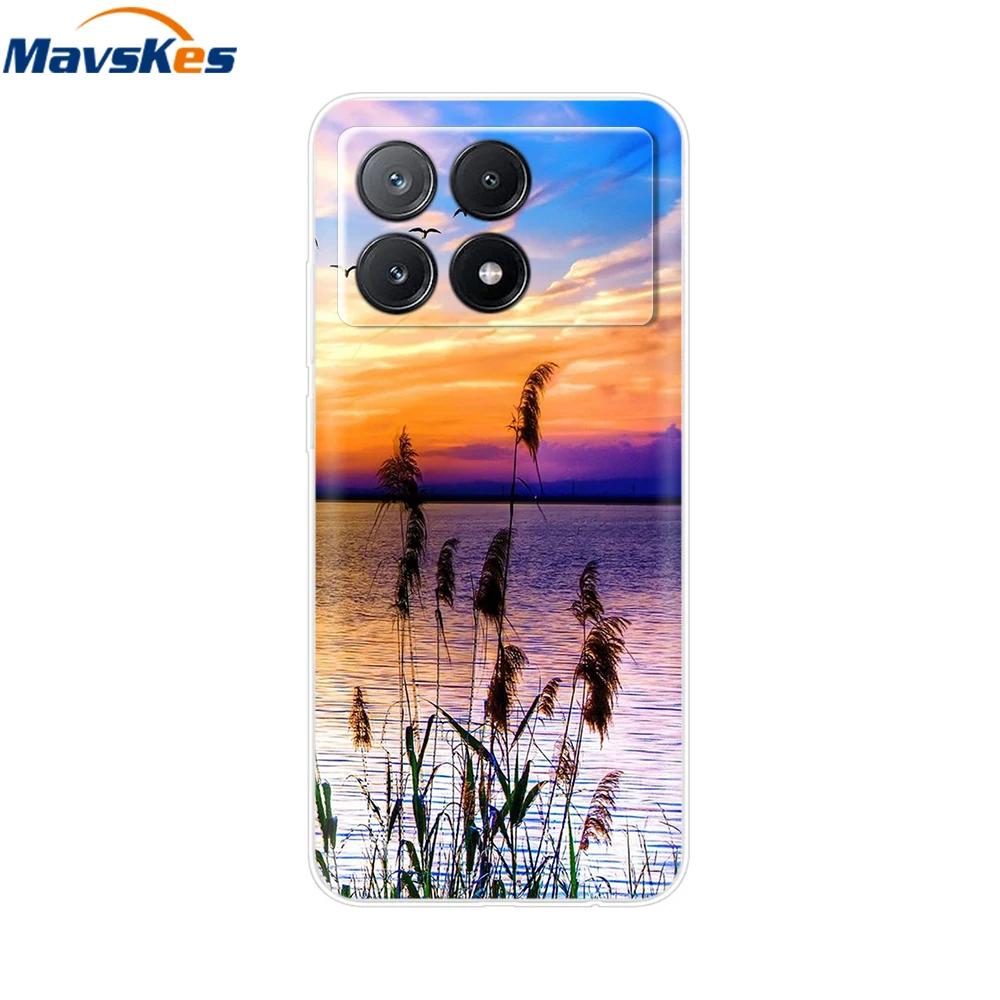 For Xiaomi Poco X6 Pro Case TPU Soft Painted Phone Cases For Xiomi Poco X6 PocoX6 Pro 5G Silicone Cover Flower Fundas Protective