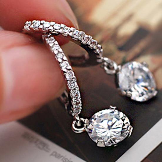 Ear Pendant Charming Faux Crystal Rhinestone Shiny Delicate Dangle Earrings for Banquet