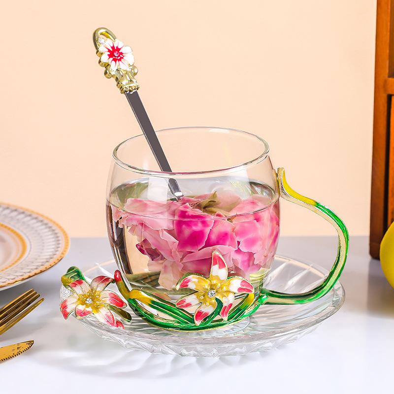 

High-Value Enamel Iris Teacup With Handle Coffee Cup Household Large-Capacity Cold Kettle Teapot