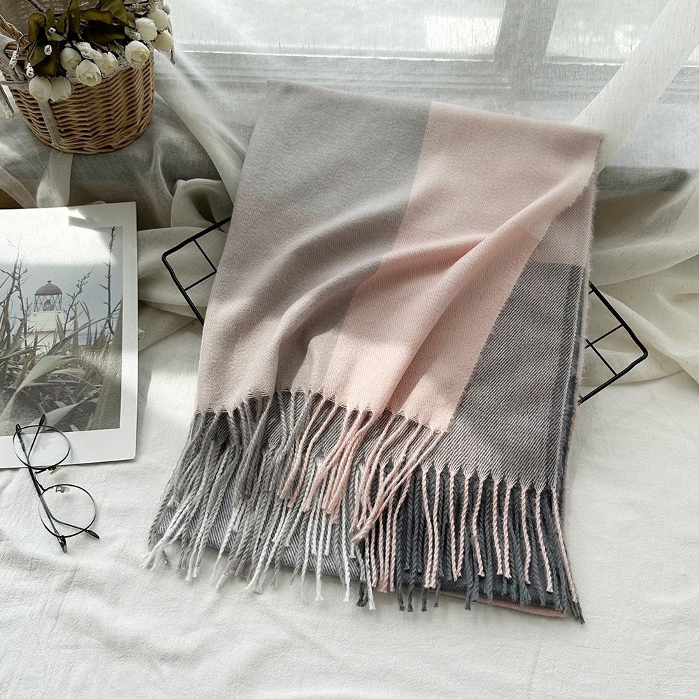 Scarf Autumn and Winter Imitation Cashmere Houndstooth Shawl for Women Trendy and Versatile Warm Long Tassel Scarf