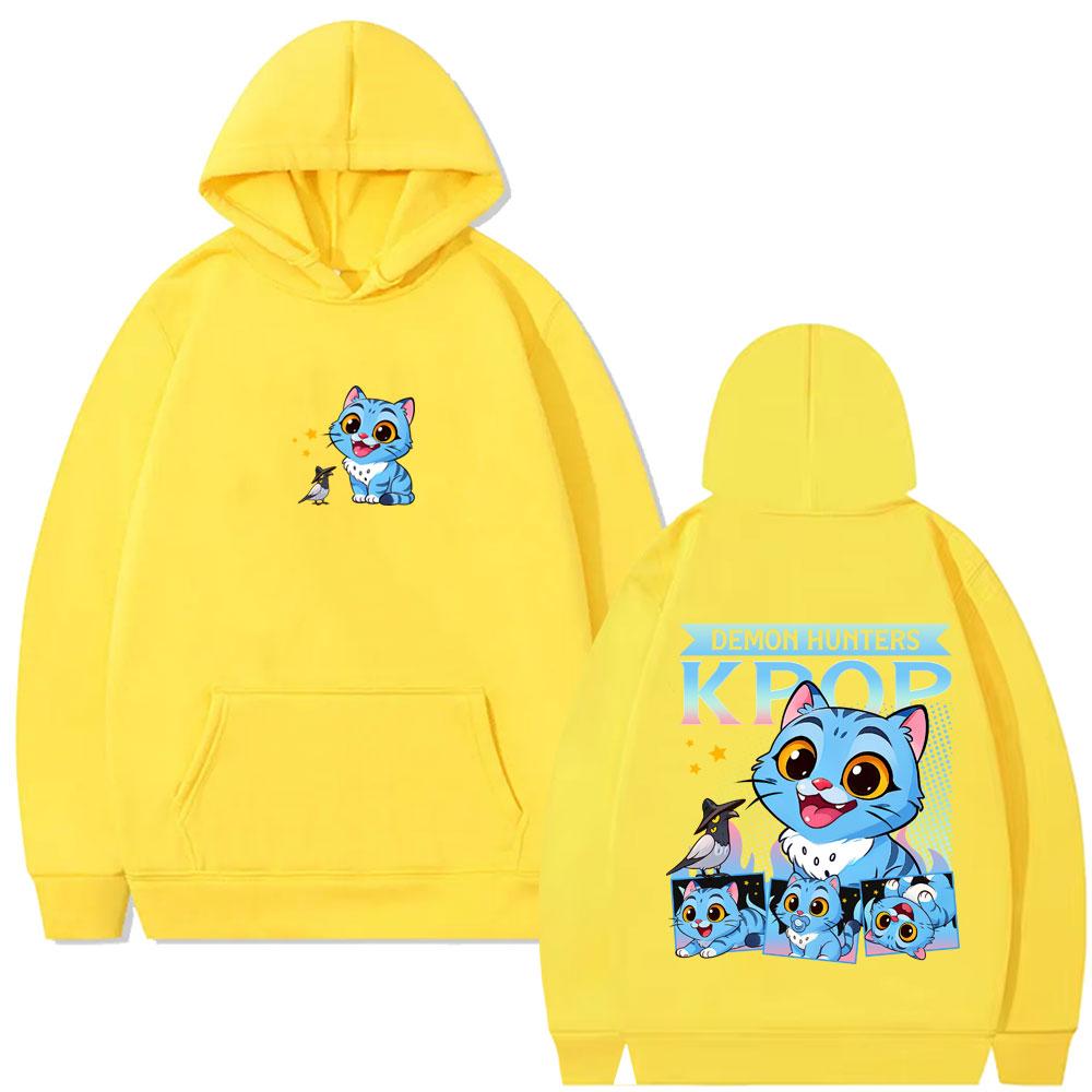 Kpop Demon Hunters Derpy Tiger Print Hoodie Man Casual Oversized Fleece Cotton Hoodies Men Women Cartoon Trend Pullover
