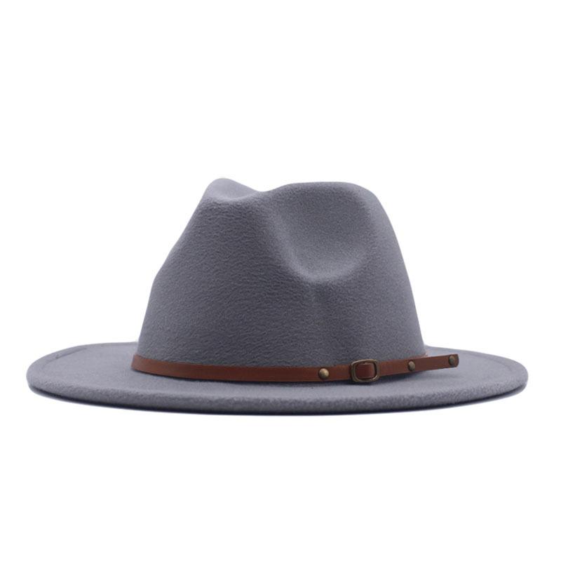Europäischer, amerikanischer Herbst- und Winter-Kaffeefarbe Jazzhut Kinder Britischer Retro-Flachkrempen-Wollhut Filzhut Vielseitiger Mode-Hipster Zylinder