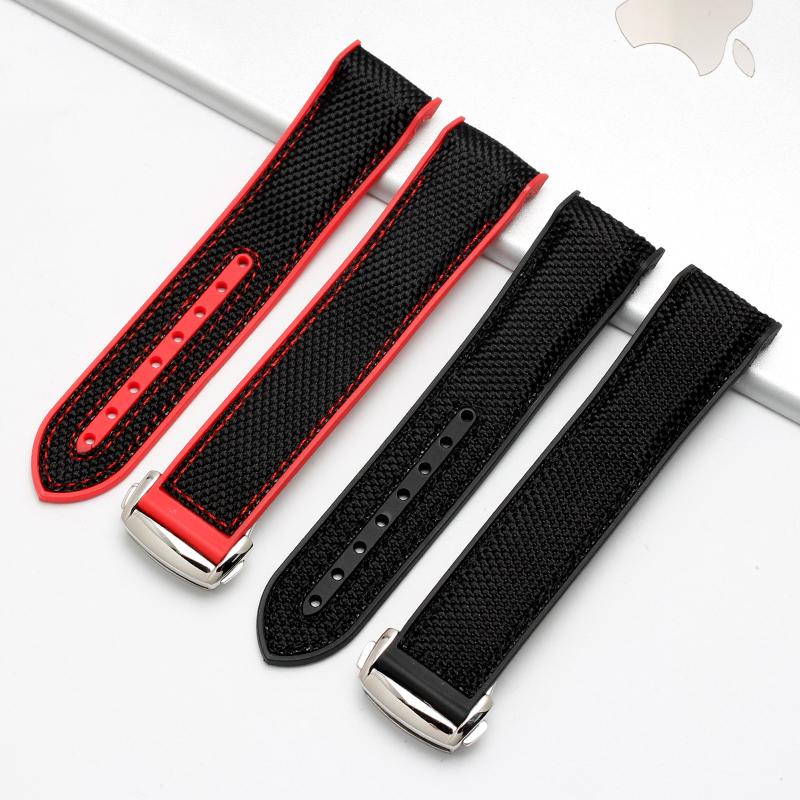 New High quality watchband Nylon strap waterproof Rubber bottom 20mm 22mm for 8900 9900 men watch bracelet