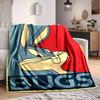 1 stuks Bugs Bunny Flanellen Plaid Deken Lichtgewicht Zacht Warm Deken voor Alle Seizoenen voor Bank, Bed, Reizen,L1028145