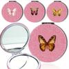 Double Sided Pocket Makeup Mirror Women Facial Beauty Makeup Care Look Glass Portable Beauty Tool Butterfly Pattern Ideal Gift