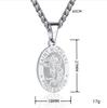Vintage Oval Coin Pendant Necklace With St Michael Archangel Relief Design Unisex Jewelry