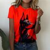 Modisches Damen Rundhals Kurzarm 3D Tier Farbdruck Tier Kurzarm Rundhals T-Shirt