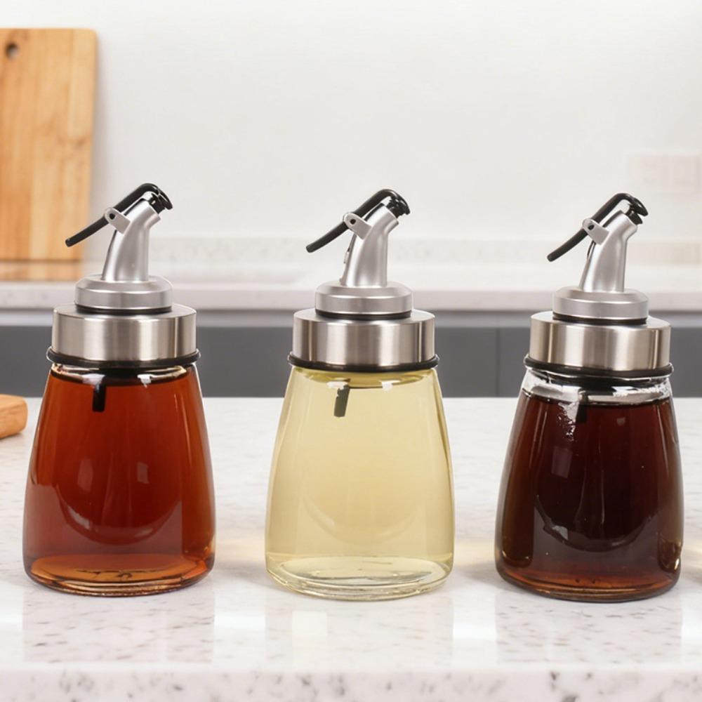 2PCS 160ML Glass Oil Bottle with Anti-drip Spout Kitchen Soy Sauce Bottle Vinegar Bottle Restaurant