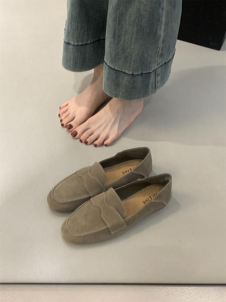 Slip On Loafers for Mum Lazy French Flats Shoes Leather Daily Maternity Driving Shoes Autumn Oxfords Thomas Shoes Zapatos Mujer