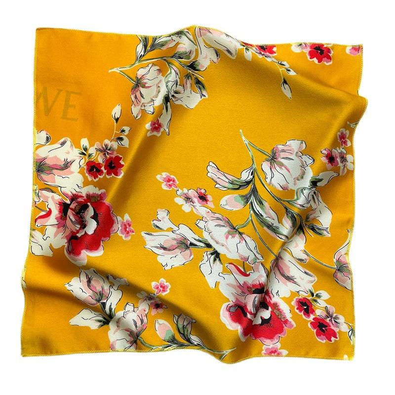 50 * 50 cm vår och höst sidensjalar Mångsidig dekoration Professionell små fyrkantiga halsdukar Nackskydd Bindningsväska