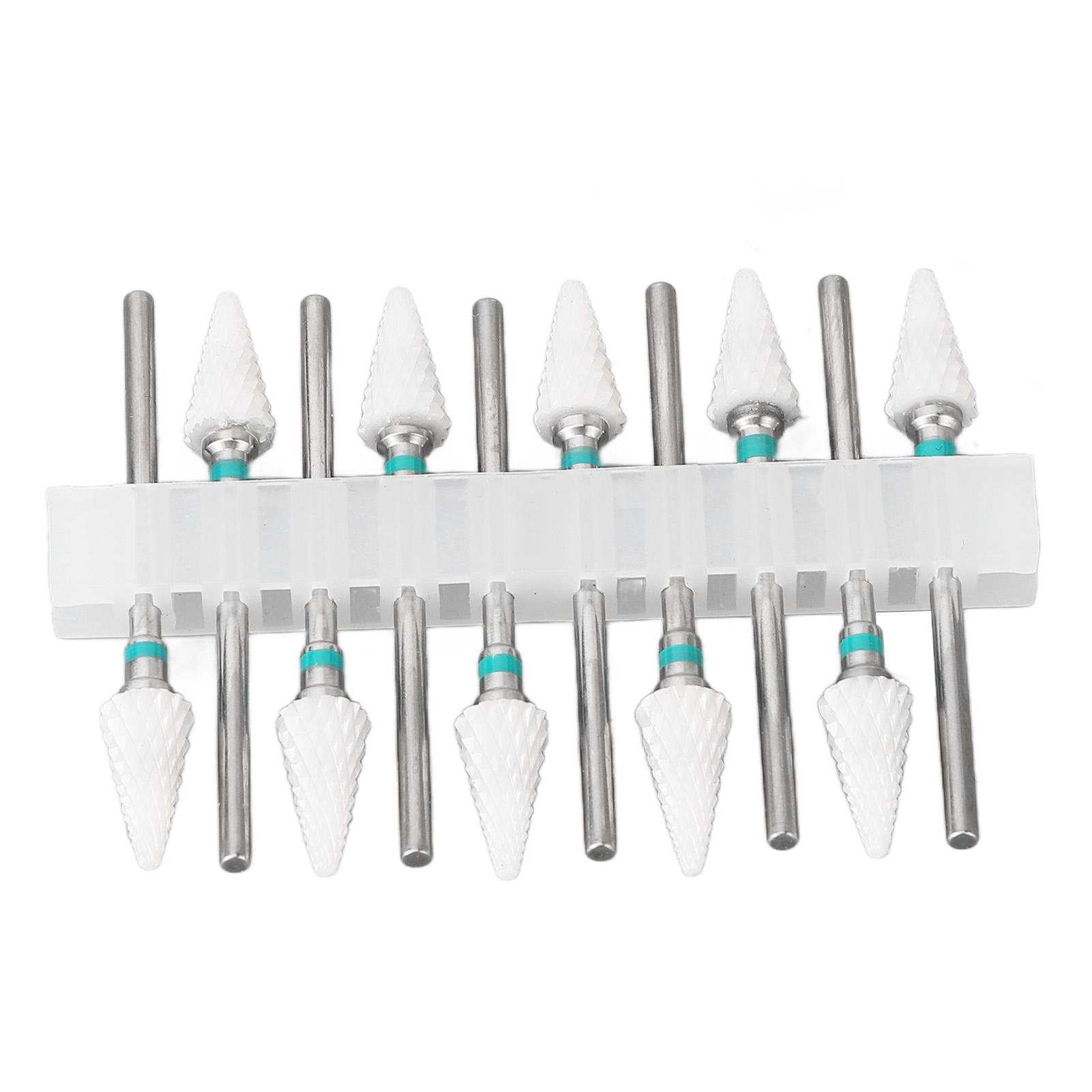 

10pcs Nail Drill Bit Set Professional Home Salon Ceramic Cuticle Remover Bits for Nail Artist зелёный