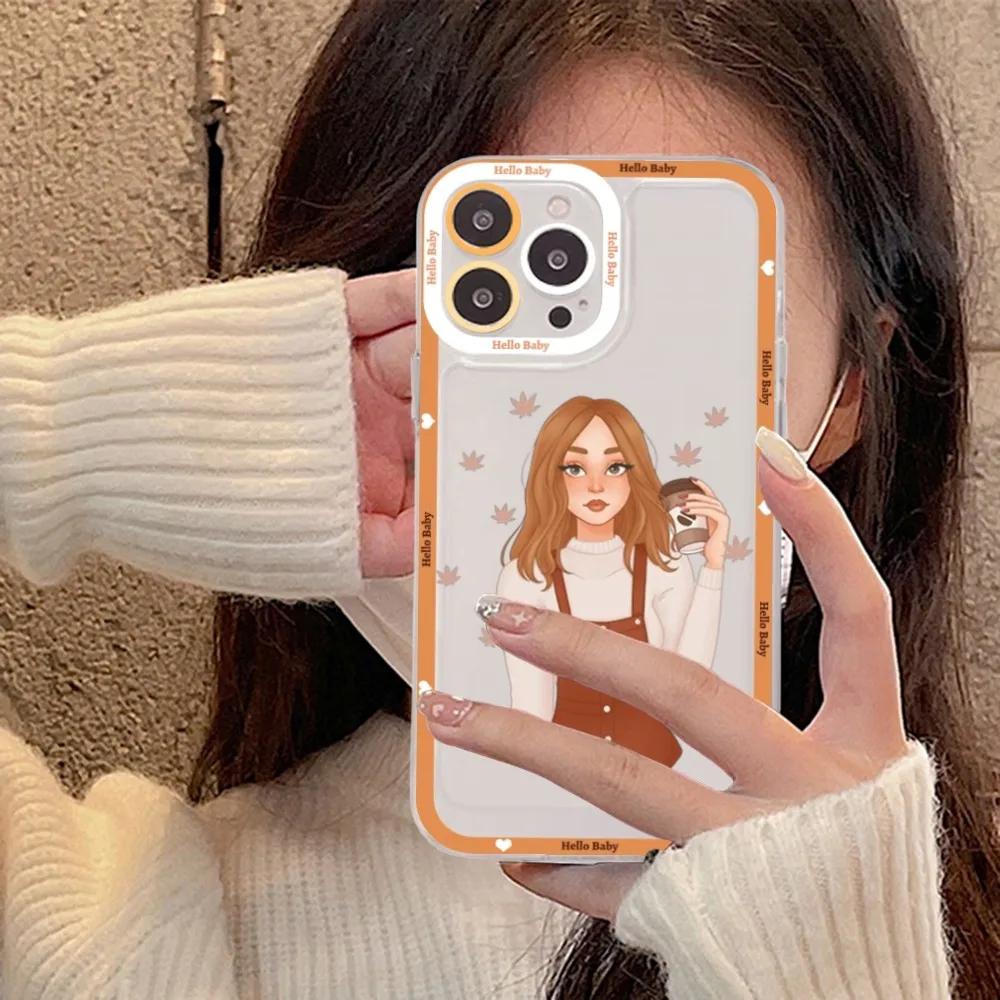 Happy Autumn Girl Pumpkin Fall Phone Case For IPhone 15 11 12 13 14 Mini Pro Max XR X XS TPU Clear Case