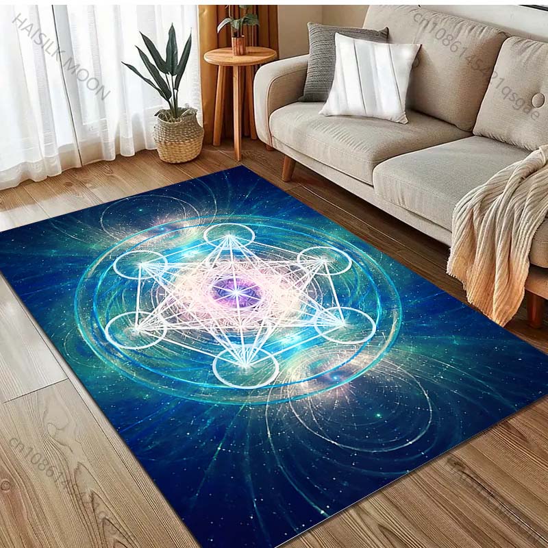 Occult Metatron's Cube Print Carpet Rug for Living Room Bedroom Sofa Doormat Decor Kids Play Home Area Rug Non-slip Floor Mat