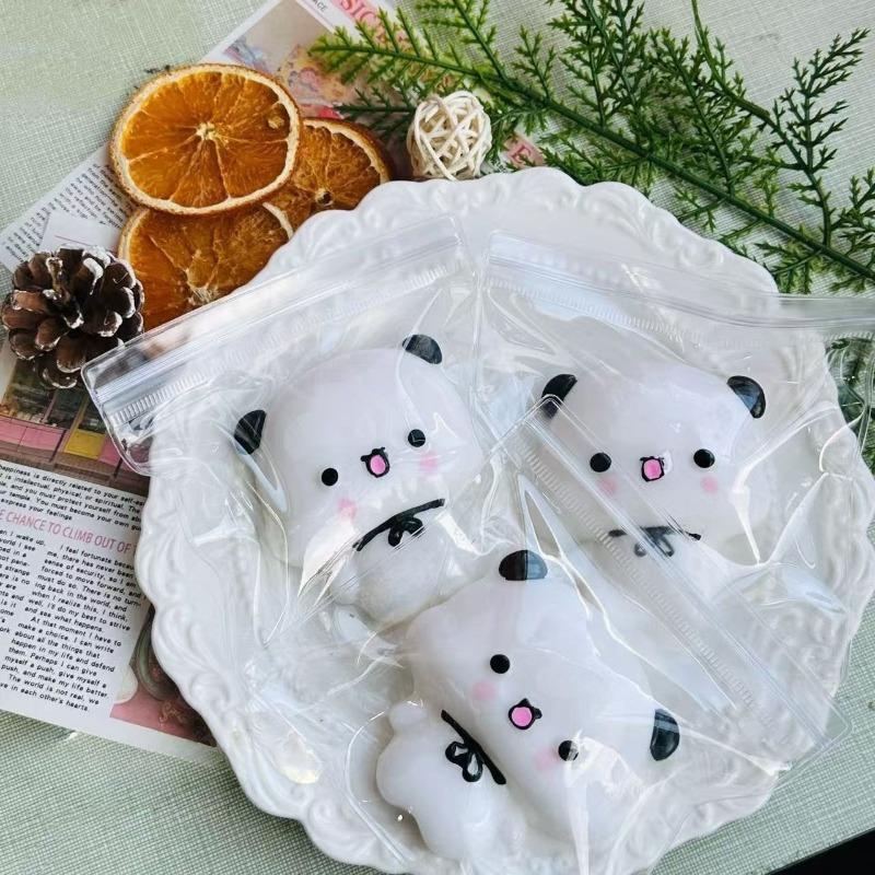 Kawaii Yier Bubu Squeeze Toys Panda Shape Stress Squishy Toys Cement-like Efflorescence Imitation Silicone Relieve Stress Toys
