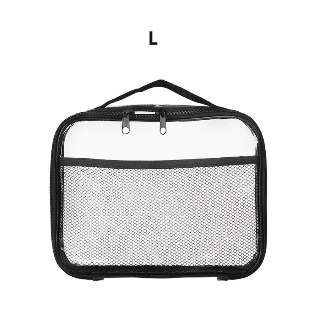 PVC Transparent Mesh Storage Bag Waterproof Zipper Bag Portable Makeup Storage Bag  Travel
