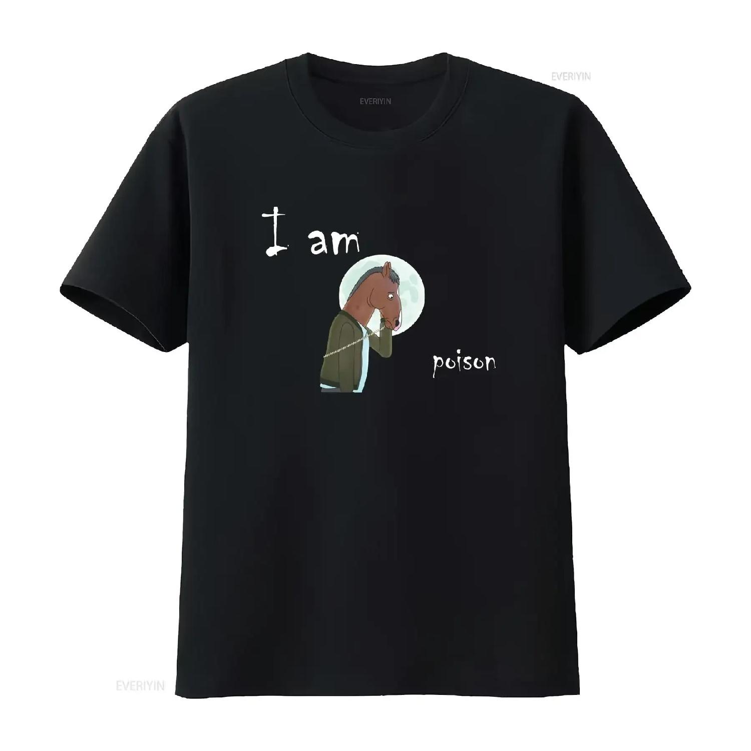Мужская футболка Bojack Horseman I Am Poison винтажная стираная слегка дышащая дизайнерская одежда стильная мода XXXXXL разноцветный