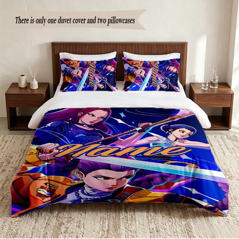 HUNTRIX Personalized Custom Name 3‑Piece Bedding Set Soft Duvet Cover Set For Bedroom Home Decor