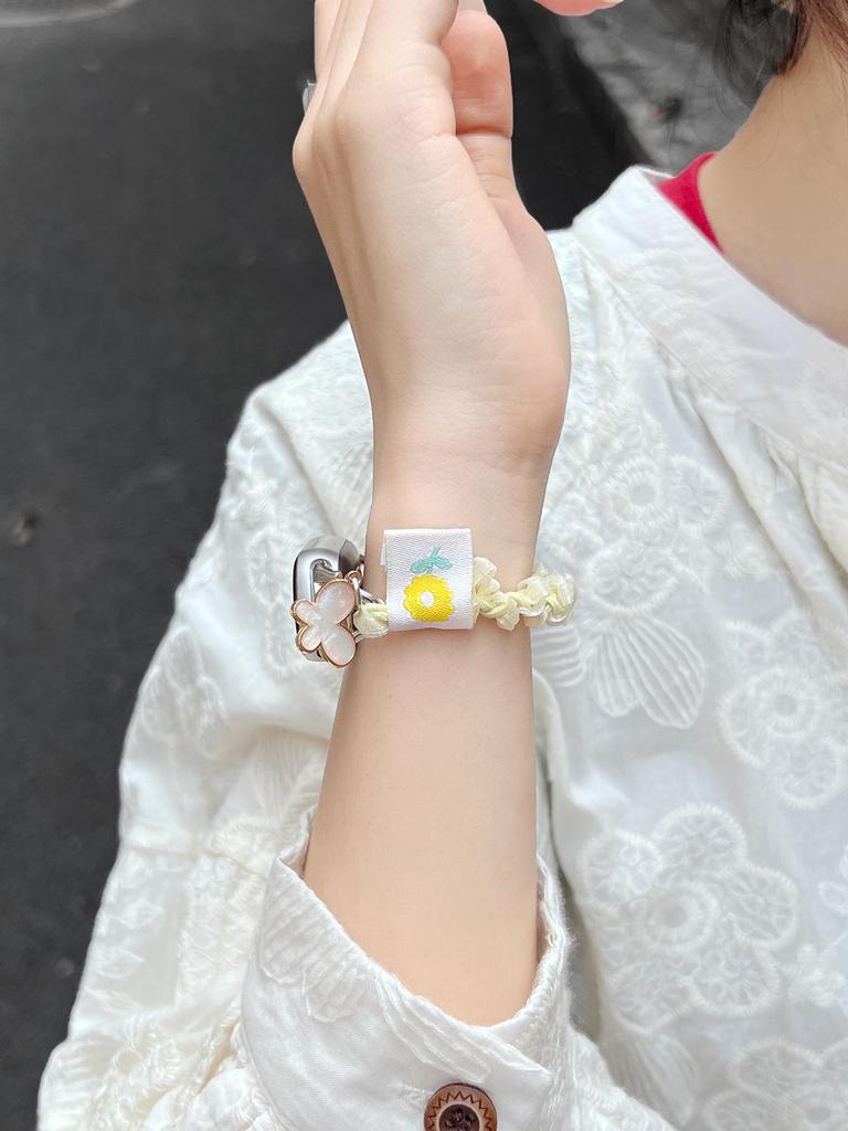 Kompatibel mit Xiaomi Smart Band 10 NFC: Neues elastisches Schleifen-Glitzer-Haargummi für Mädchen (Passt für Modelle 3-9).