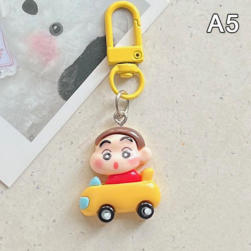 Crayon Shin-Chan Car Key Chain Cute Couple Schoolbag Ornaments Anime Cartoon Pendant Charm Keyring Figures Accessories Gift