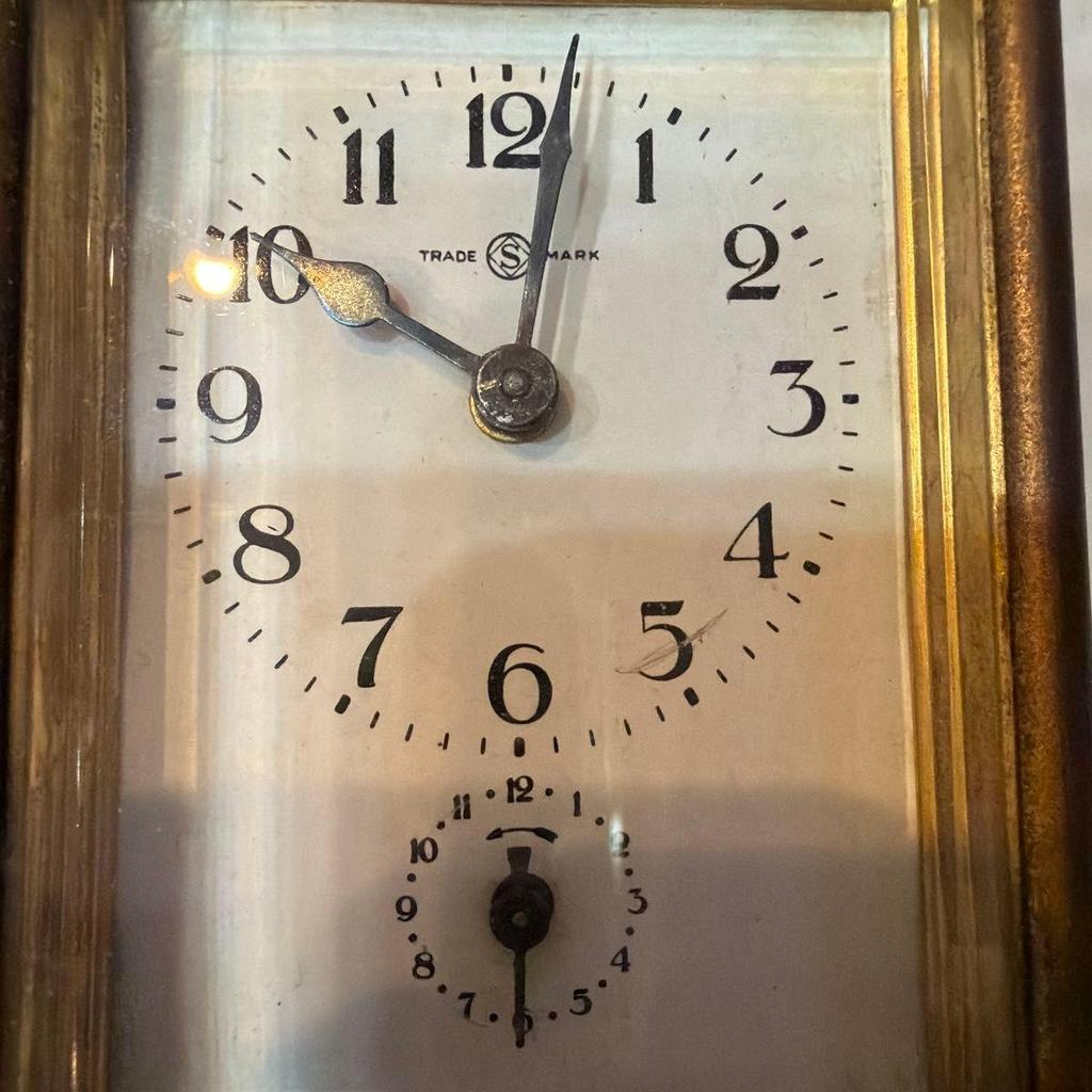Used SEIKOSHA Antique Table Clock Brass Retro Spring Type