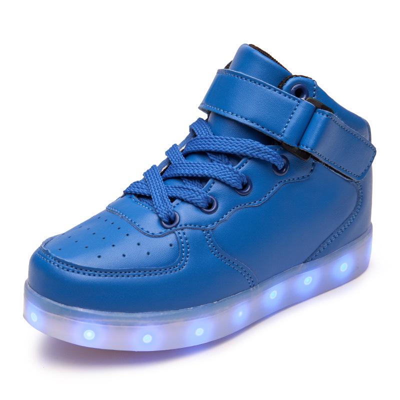 Children's light shoes led luminous shoes charging sports shoes high-top baby shoes male and female students female board shoes