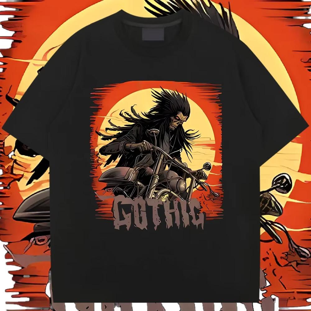 West Death God T-shirt Loose Round Neck Tees Rap Style Men's Clothes Printed Tops Fashion Oversize Street T Shirt