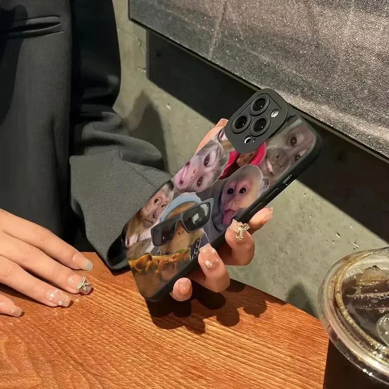New Creative Monkey Pattern Phone Case For iPhone 16 Pro Max 15 14 13 12 11 XS X XR 7 8 Plus SE Shockproof Soft Cover