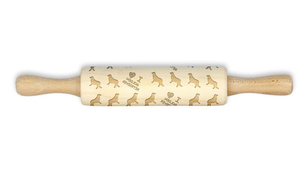 Golden Retriever – Small rolling pin with a dog, patterned dough roller | Art-Dog
