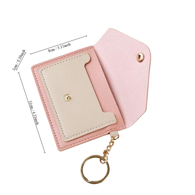 Slim Pu Leather Wallet Business Credit Card Holder Short Purse Leather Id Card Holder Candy Color Coin Case With Keyring